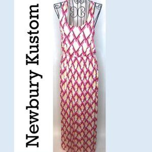NEWBURY KUSTOM Women Pink Geometric Print Sleeveless Maxi Dress Size Medium
